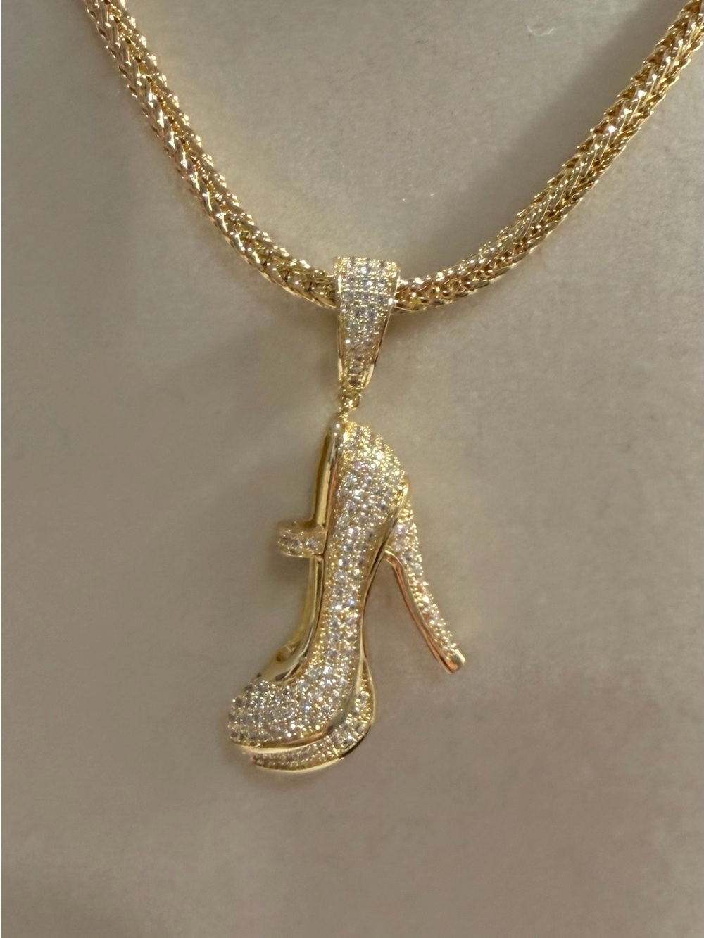New | 14K Gold Filled Franco Chain| 4.40mm, 22 in. + Gold High-Heel Pendant 👠 - Picture 11 of 11